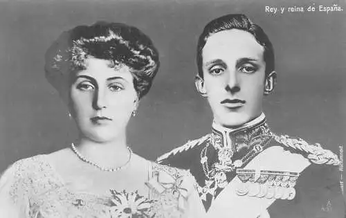 L062 Spanien König und Königin Vintage Postkarte