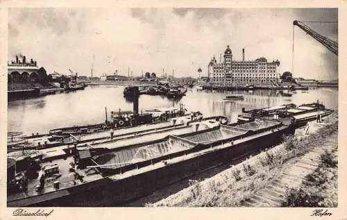 A212 Deutschland Düsseldorf 1930 Hafen Hafen Dampfschiffe Vintage Postkarte