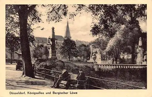 A212 Deutschland Düsseldorf Königsalle Bergischer Loewe Bank Vintage Postkarte