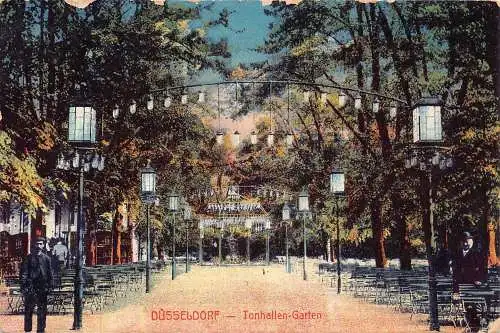 A213 Deutschland 1915 Düsseldorf Tonhallen Garten Lampenmast 1.WK Feldpostkarte