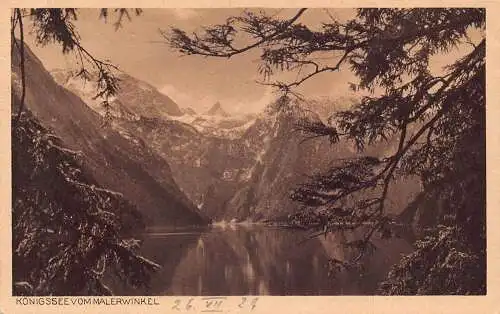 A213 Deutschland 1929 Königsee vom Malerwinkel Seegebirge Vintage Postkarte