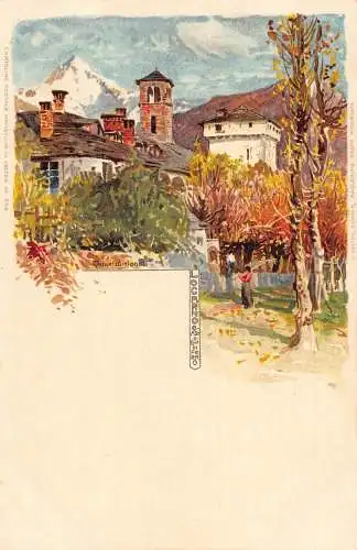 L487 Schweiz Locarno Castello di Ferro Wielandt signierte Vintage Postkarte