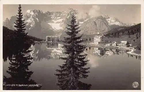 A213 Italien Auronzo Misurina Sorapis See Berge Vintage Postkarte