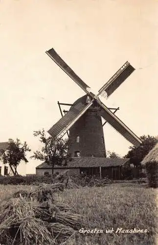 L487 Niederlande Groeten uit Maasbree Windmühle RPPC Vintage Postkarte