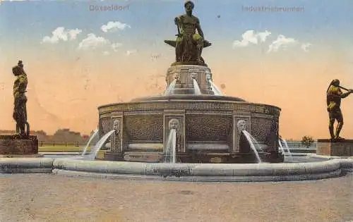 A213 Deutschland 1915 Düsseldorf Industriebrunnen Brunnen Feldpost 1.WK Postkarte