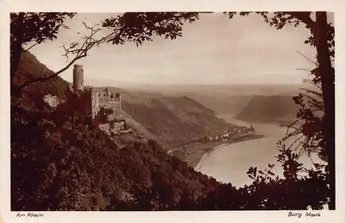 A214 Deutschland Rhein Burg Maus Burg RPPC Vintage Postkarte