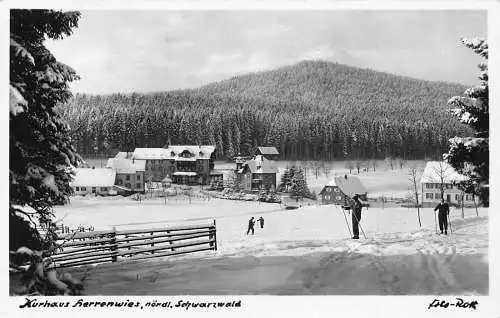 A214 Deutschland Kurhaus Herrenweis Schwarzwald Schnee Ski RPPC Vintage Postkarte