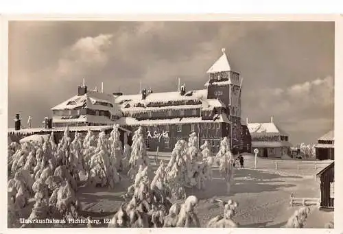 A214 Deutschland Zukunftshaus Fichtelberg A Soyka Pension Schnee Vintage Postkarte