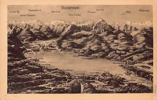 A214 Deutschland Bodensee aus der Vogelschau Karte See Vintage Postkarte