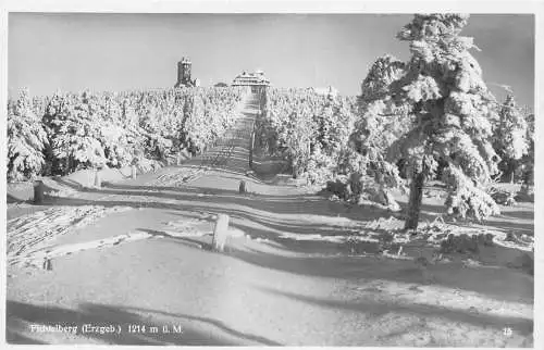 A214 Deutschland Fichtelberg Erzgeb Skipiste Berg Vintage Postkarte