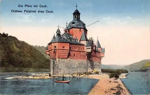 A214 Deutschland Die Pfalz bei Burg Kaub Vintage Postkarte