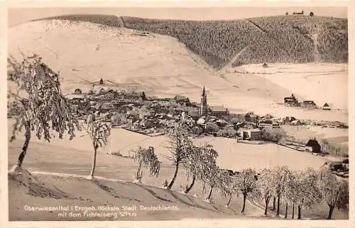 A215 Deutschland Oberwiesenthal i Erzgeb Fichtelberg Berg Schnee RPPC Postkarte