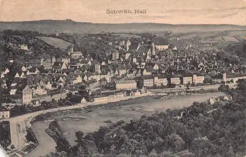 A215 Deutschland Schwäb Hall Gesamtansicht Vintage Postkarte