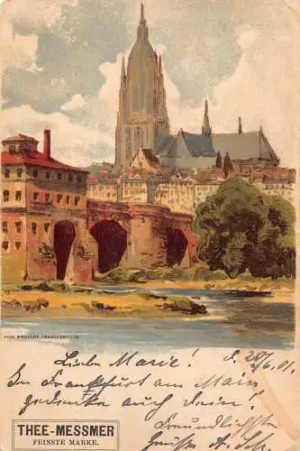 A217 Deutschland Alte Brücke Frankfurt a M Litho Vintage Postkarte