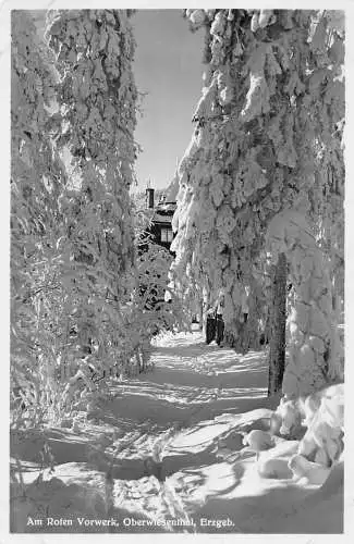 A216 Deutschland Am Roten Vorwerk Oberwiesenthal Erzgeb Schnee Vintage Postkarte