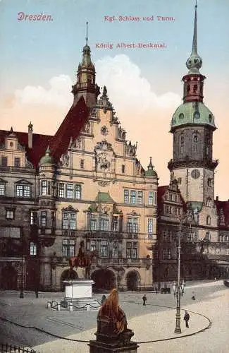 A217 Deutschland Dresdner Schlossturm König Albert Denkmal Vintage Postkarte