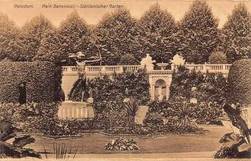 A028 Deutschland Potsdam Park Sanssouci Sizilianischer Garten Bogenschütze Statue Postkarte
