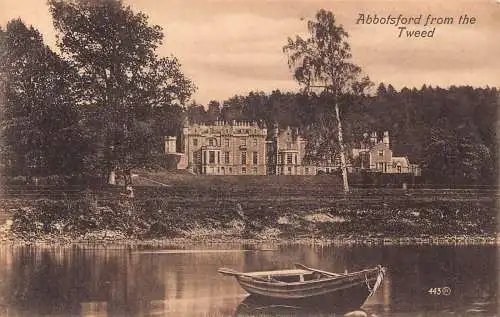 A032 Schottland Abbotsford vom Tweed Flussboot Vintage Postkarte