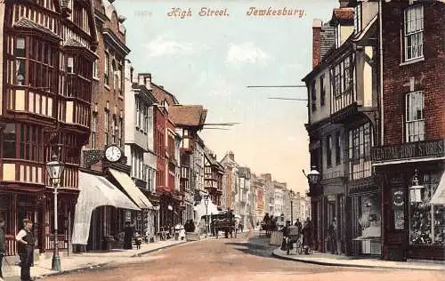 A034 England Tewkesbury High Street Central Boot Shop Vintage Postkarte