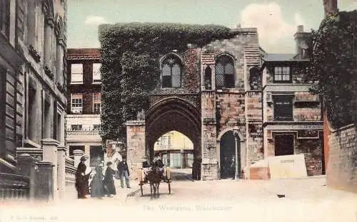 A032 England Winchester The Westgate Kutsche Vintage Postkarte