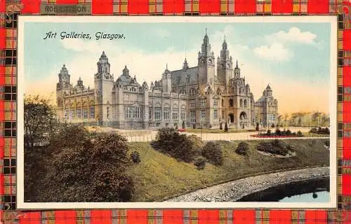 A031 Scotland Art Galleries Glasgow Robertson Tartan Vintage Postkarte