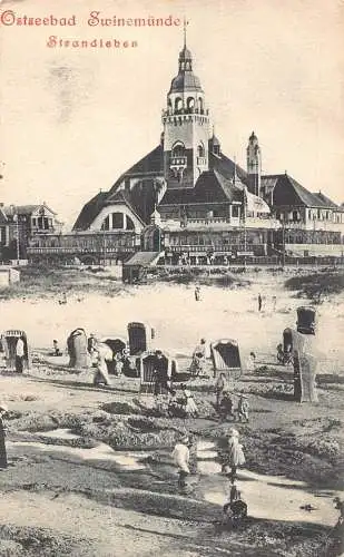 A217 Deutschland 1911 Ostseebad Swinemünde Ostsee Bad Liegestühle Postkarte