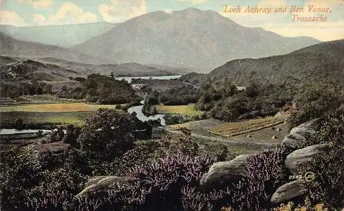 A030 Schottland Loch Achray und Ben Venue Trossachs alte Postkarte.