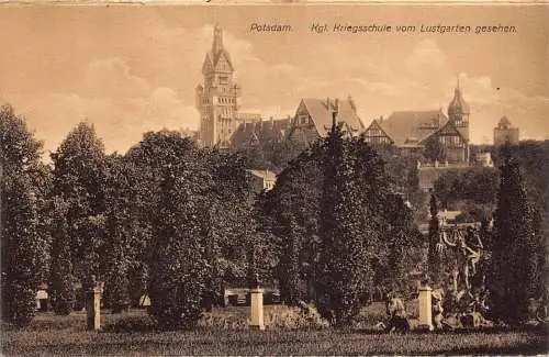 A028 Deutschland Potsdam Kriegsschule vom Lustgarten gesehen Vintage Postkarte