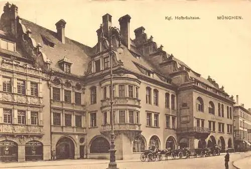 A027 Deutschland München Hofbräuhaus Brauerei Kutschen Oldtimer Postkarte