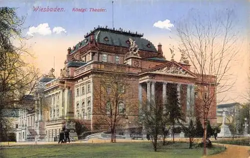 A027 Deutschland Wiesbaden Theater Vintage Postkarte
