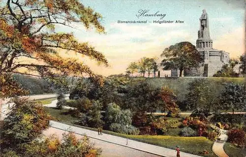 A026 Deutschland Hamburg Bismarck Denkmal Helgoland Gasse Vintage Postkarte