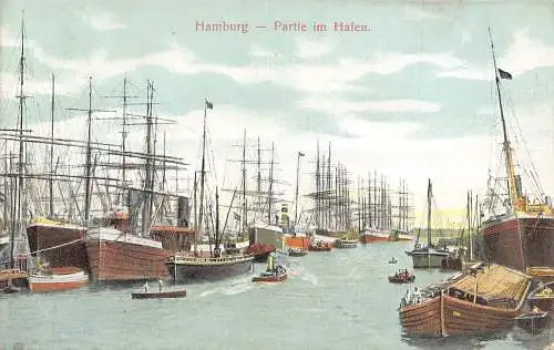 A026 Deutschland Hamburg Dampfschiffe Ansicht Hafen Vintage Postkarte