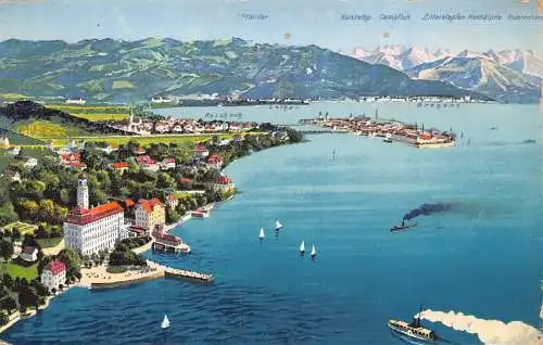 A220 Deutschland 1925 Bad Schachen mit Lindau Dampfschiffe Vintage Postkarte