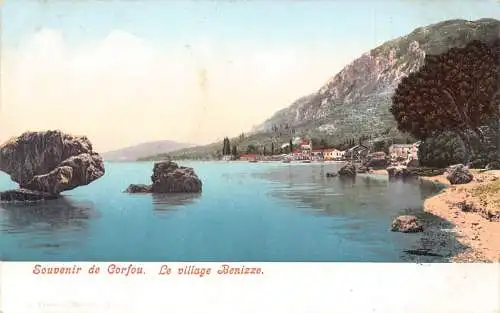 A835 Griechenland Souvenir de Corfou Korfu Dorf Benizze Vintage Postkarte