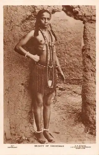 A833 Sudan Schönheit Omdurmans ethnische Frau halbakt Vintage Postkarte