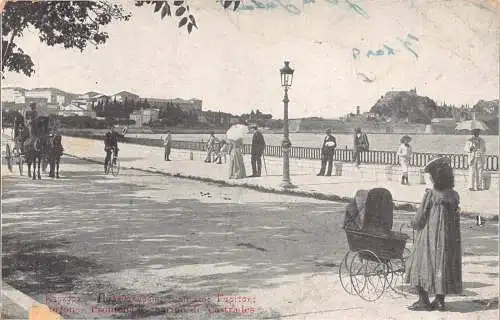 A836 Griechenland Korfu Promenade marine des Castrades Fahrrad Kinderwagen Postkarte