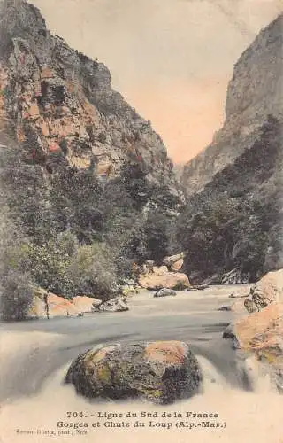 A839 Frankreich Ligne du Sud Gorges et Chute du Loup Vintage Postkarte
