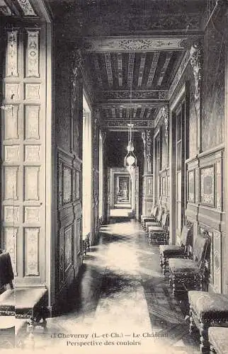 A839 Frankreich Cheverny Chateau Castle Perspective des Couloirs Vintage Postkarte