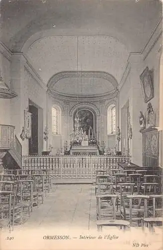 A839 Frankreich Ormesson Kirche Interieur Vintage Postkarte
