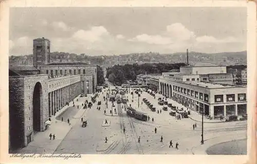 A220 Deutschland Stuttgart Hindenburg Platz Straßenbahn Autos Oldtimer Postkarte