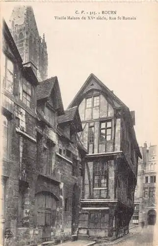 A838 Frankreich Rouen Vieille Maison Rue St Romain Vintage Postkarte