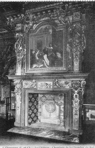 A838 Frankreich Cheverny Schloss Schloss Cheminee Chambre du Roi Kamin Postkarte