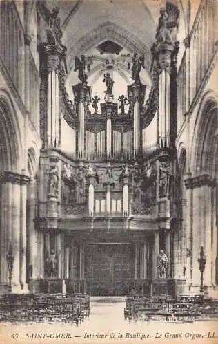 A840 Frankreich Saint Omer Interieur de Basilique Grand Orgue Orgel Vintage Postkarte