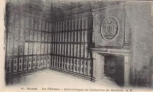 A837 Frankreich Schloss Blois Schlossbibliothek Katharina von Medicis Postkarte