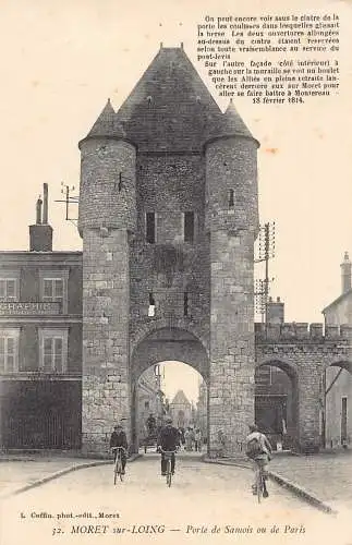 A837 Frankreich Moret sur Loing Porte de Samois ou de Pars Fahrräder Postkarte