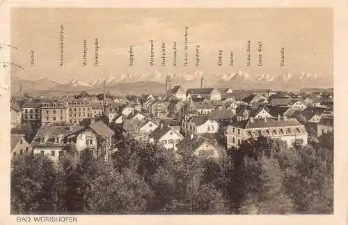 A223 Deutschland 1927 Bad Worishofen Berggipfelkarte Vintage Postkarte