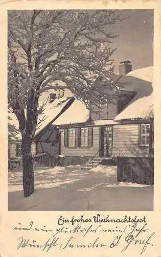 A223 Deutschland Neujahrsgrüße 1940 Haus mit Schnee bedeckt Postkarte
