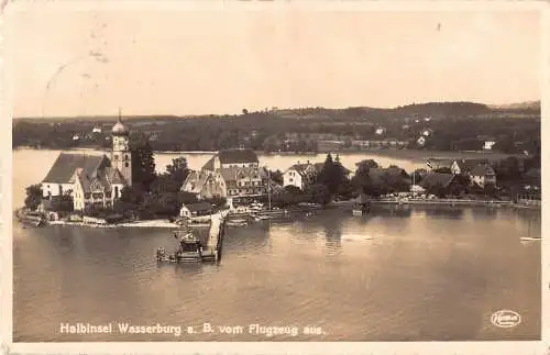 A223 Deutschland 1937 Halbinsel Wasserburg a B Flugzeug Aus Vintage Postkarte
