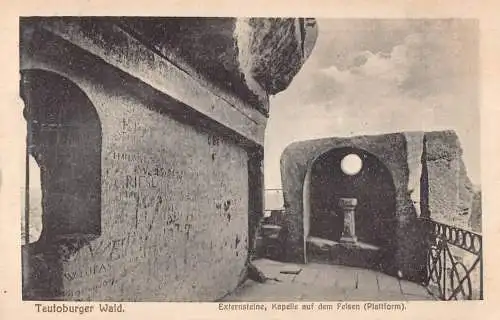 A223 Deutschland Teutoburger Wald Externsteine Kapelle Bahnsteig Vintage Postkarte