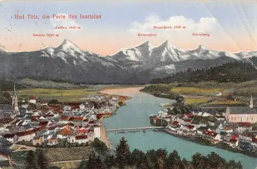 A223 Deutschland 1936 Bad Tölzer Isartal Berggipfel Vintage Postkarte